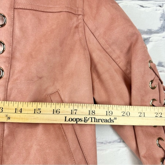 House Of CB Faux Suede Fringe Jacket Pink Women’s Medium Coastal Cowgirl Western - Picture 11 of 13